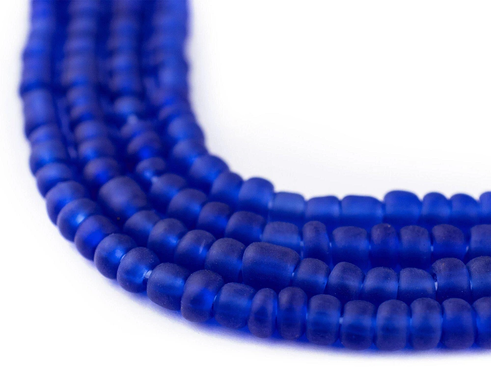 TheBeadChest Translucent Cobalt Blue Matte Glass Seed Beads (4mm) - 24 inch Strand of Quality Glass Beads