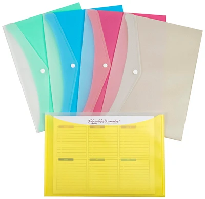 C-Line Snap 'N Go Reusable Poly Envelopes, Letter Size, Assorted Colors, Pack of 24