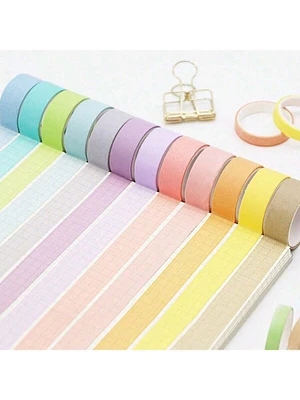 Vibrant Macaron & Washi Tape Set for Young Creatives - 1 Box of Fresh & Cute Decorative Tapes