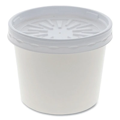 Pactiv Paper Round Food Container and Lid Combo, 12 oz, 3.75" Diameter x 3h", White, 250/Carton