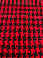 Handwoven Red and Black Houndstooth Scarf