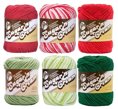 Lily Sugar 'n Cream Yarn - 100% Cotton - Assortment (Red 'n Green)