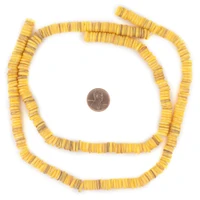 TheBeadChest Yellow Sliced Shell Heishi Beads 8mm 15 Inch Strand