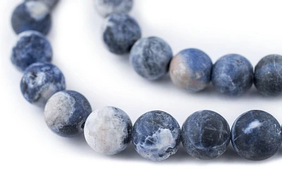 TheBeadChest Matte Round Sodalite Beads (10mm): Organic Gemstone Round Spherical Energy Stone Healing Power Crystal for Jewelry Bracelet Mala Necklace Making