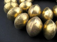 Mali Brass Bicone Beads - Full Strand of African Saucer Metal Spacer Beads - The Bead Chest (20x22mm)