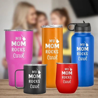 My Mom Rocks Custom with Name Tumbler, Mother day, Birthday or Any Special Occasion Gift to Mom, Mother in law, Boyfriend Mom