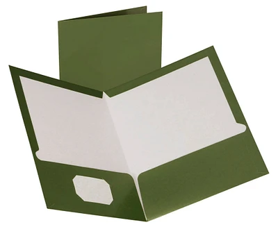 Oxford Laminated 2-Pocket Portfolio, 8-1/2 x 11 Inches,Metallic Green, Pack of 25