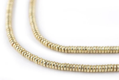 TheBeadChest Gold Smooth Heishi Beads 3mm Brass 24 Inch Strand