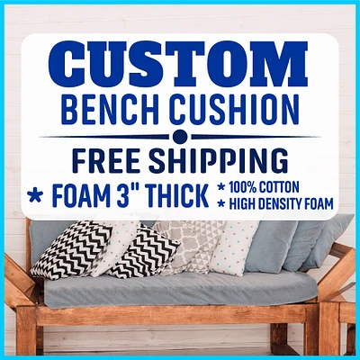 3" Thick Custom Bench Cushion with Zipper - Indoor Upholstered Cushion with Slub Canvas