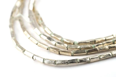 TheBeadChest Silver Rectangular Tube Ethiopian Beads (5x2mm)