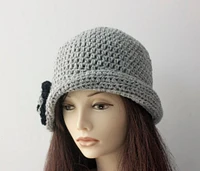 Wool Flapper Cloche Hat With Flower For Woman