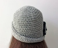 Wool Flapper Cloche Hat With Flower For Woman