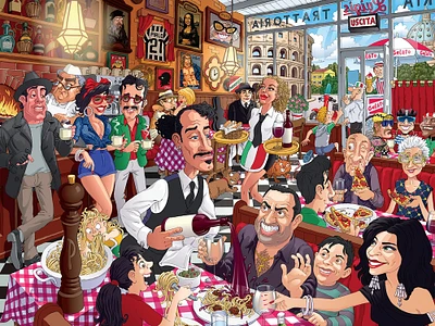 Ceaco - Funny Faces - Italian Restaurant - 550 Piece Jigsaw Puzzle