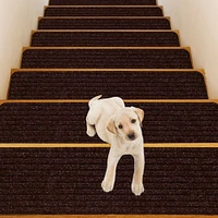 Gymax 15 PCS Slip-resistant Stair Mats 30 x 8 Non-Slip Stair Treads Carpet