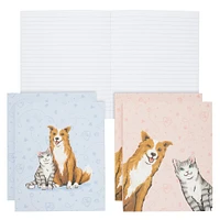 4 Pack Cat and Dog Veterinarian Journal with Paw Prints, Lined Pink/Blue Notebooks for Veterinary Gifts (6.75 x 8.25 In)