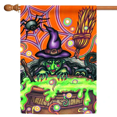 Toland Home Garden Halloween Magic Spell Orange and Green Rectangular House Flag 28" x 40"