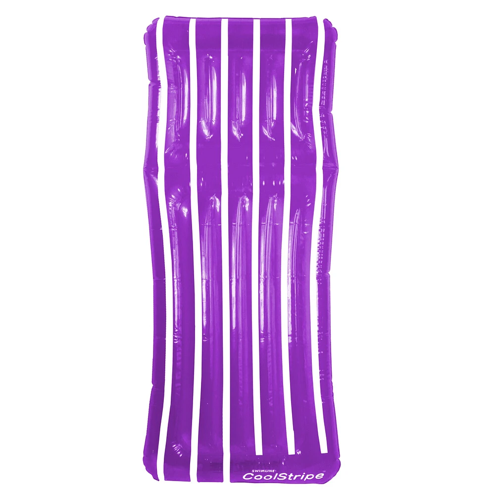 Swim Central 72" Inflatable Purple and White Cool Stripe Swimming Pool Mattress Float