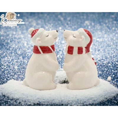 kevinsgiftshoppe Ceramic Christmas Polar Bear Salt And Pepper Shakers, Home Dcor, Gift for Her, Gift for Mom, Kitchen Dcor, Christmas