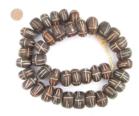 Carved Brown Bone Beads - Full Strand of Fair Trade Artisanal African Beads - The Bead Chest (Tribal)