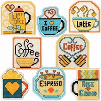 Herrschners  Coffee & Tea Magnets Counted Cross-Stitch Kit