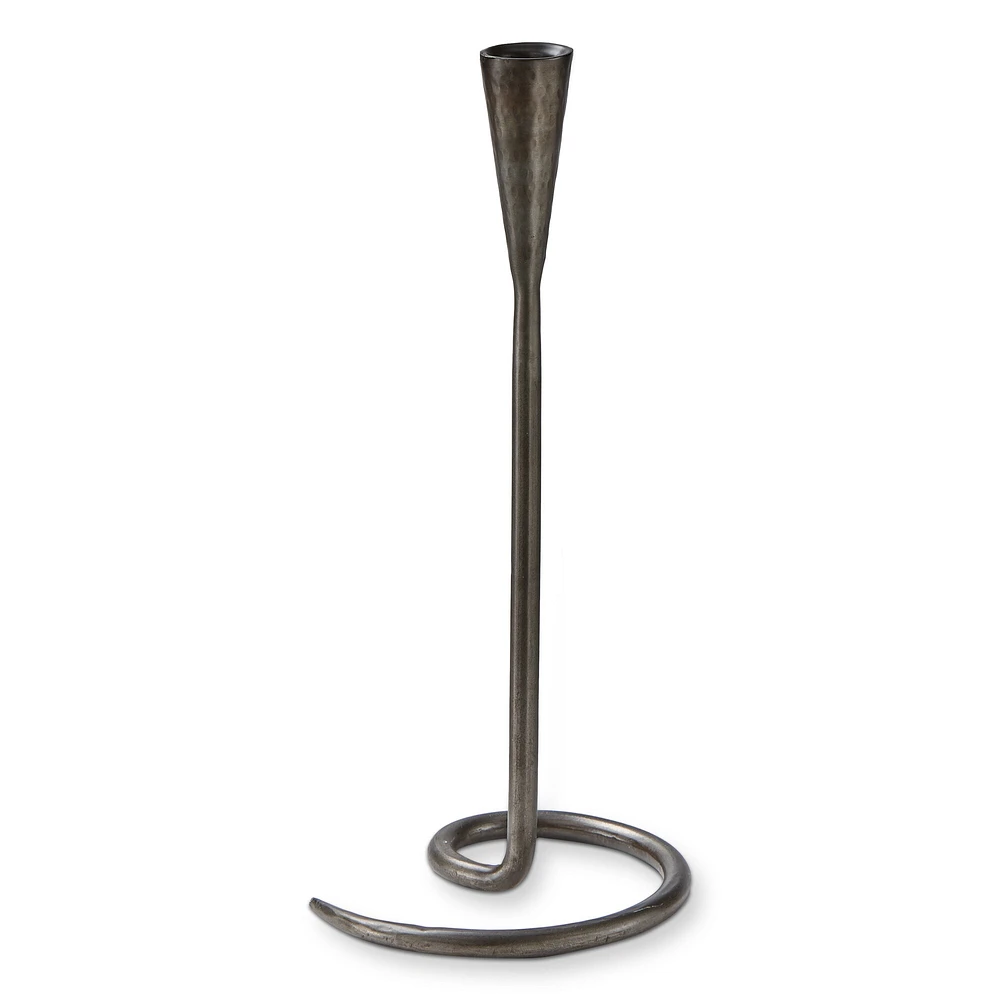 Loop Grey Metal Taper Candle Holder Medium, 5.5L x 5.0W x 12.0H inches