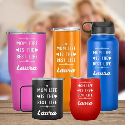 Mom Life is the Best Life Custom Tumbler for Mom, Mother's Day Gift, Stainless Steel Insulated Tumbler, Travel Mug, Mom Mug