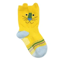 Wrapables Peek A Boo Animal Non-Skid Toddler Socks Set of 3, Lion (L)