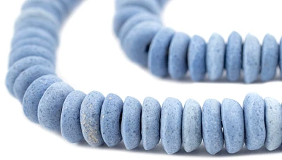 TheBeadChest Carolina Blue Ashanti Glass Saucer Beads (12mm)