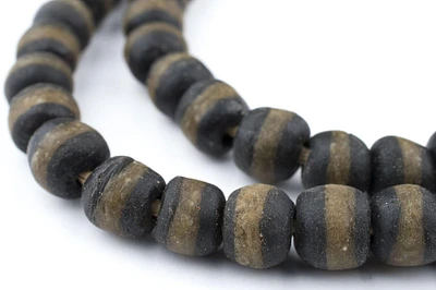 African Kente Beads - Full Strand of Krobo Glass Beads - The Bead Chest (Black)