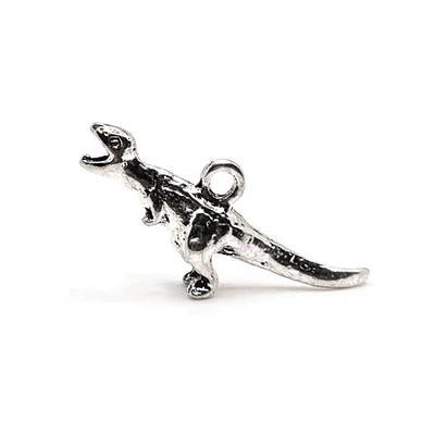 4, 20 or 50 Pieces: Silver Velociraptor 3D Dinosaur Charms