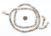 108 8mm Grey Bone Mala Beads - Handmade Fair Trade Nepal Prayer Rosary Beads Necklace for Mediation, Yoga, Jewelry Making, Crafts - The Bead Chest