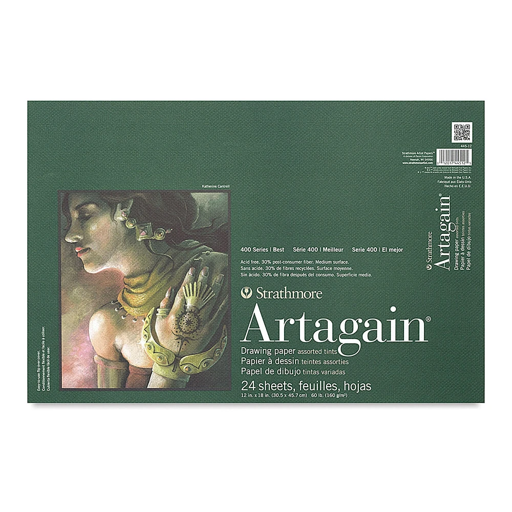 Strathmore Artagain Drawing Pad - 12" x 18", Assorted Tints, 24 Sheets