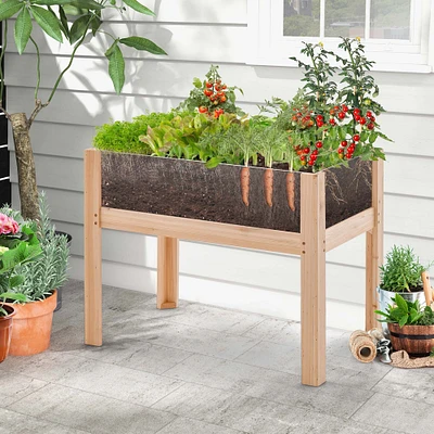 Costway Raised Wooden Garden Bed 24"/31" Elevated Planter Box Plant Terrarium with Drain Holes