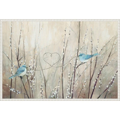 Pretty Birds Neutral String by Julia Purinton Framed Canvas Wall Art
