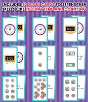 Carson Dellosa Time and Money Number Flash Cards for Kids Ages 4 - 8, Telling Time Flash Cards, Clock Practice, and Counting Money, Kindergarten, 1st Grade, 2nd Grade and 3rd Grade