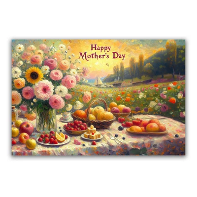 Mother's Day Picnic Wooden Postcard