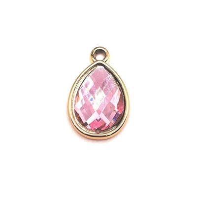 4, 20 or 50 Pieces: Light Pink and Gold Acrylic Teardrop Charms