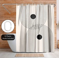 Americanflat 71" x 74" Shower Curtain, Black Geometrical Line Art 2 by Tetyana Karankovska