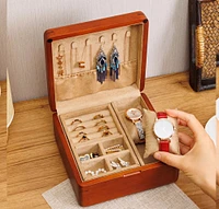 Exquisite solid Wood Jewelry Box, Double Interior Jewelry Box, Watch Ring Earring Bracelet Necklace Storage Box