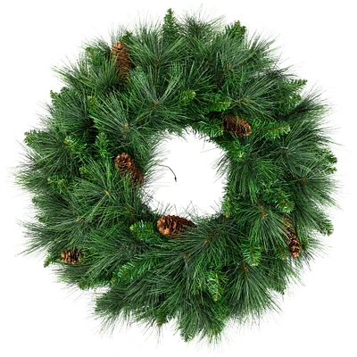 Northlight 24" White Valley Pine with Pine Cones Artificial Christmas Wreath - Unlit