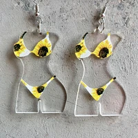 Fun Flag Sunflower Texas Print Female Body Earrings