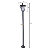 63" Outdoor Solar Lamp Post Light w/out Planter Waterproof Solar Post Street Lamp