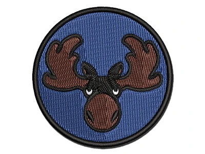 Grumpy Moose Head Multi-Color Embroidered Iron-On Patch Applique