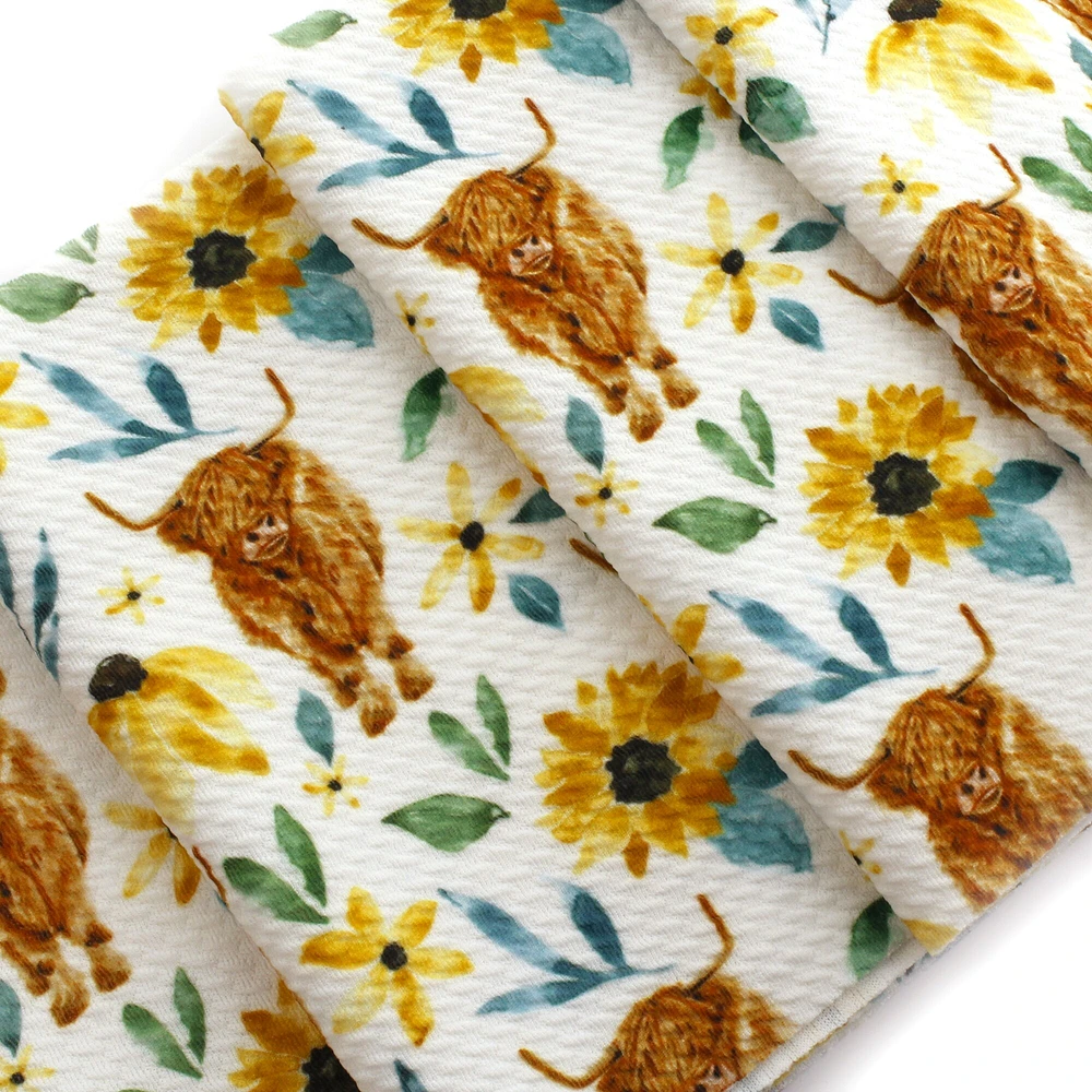 Sunflowers Highlander Cow Bullet Fabric