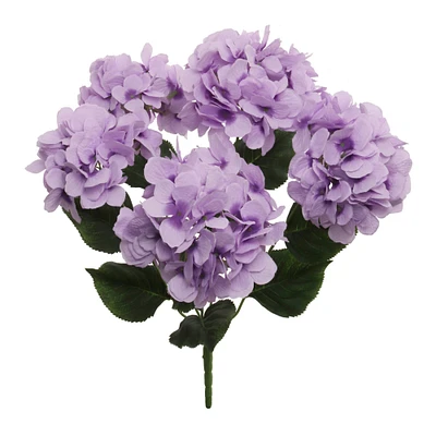 Lavender Hydrangea Bush with 5 Silk Sprays, 21-Inch, UV Resistant, Patio & Garden, Floral Bush by Floral Home®