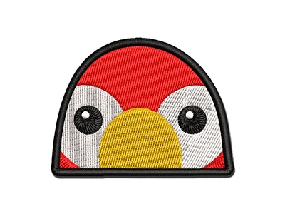 Peeking Parrot Bird Multi-Color Embroidered Iron-On Patch Applique