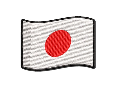 Japan with Waving Flag Cute Multi-Color Embroidered Iron-On Patch Applique