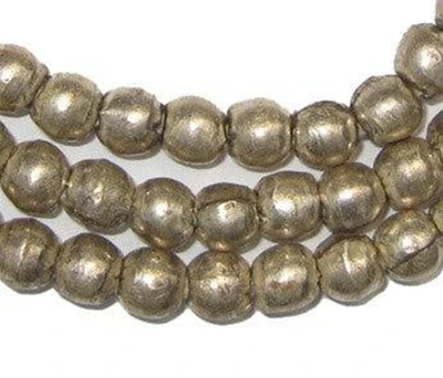 8mm Round Silver Beads - Full Strand of African Metal Spacer Beads - The Bead Chest