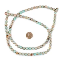 TheBeadChest Turquoise Sea Sediment Jasper Beads (8mm): Organic Gemstone Round Spherical Energy Stone Healing Power Crystal for Jewelry Bracelet Mala Necklace Making