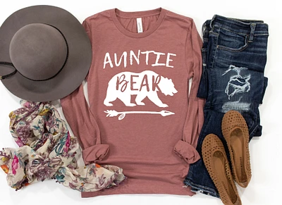Auntie Bear Long Sleeve Shirt, Aunt Shirt, Auntie T Shirt, Gift for Auntie, Favorite Aunt